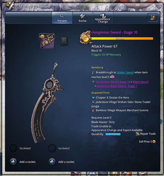 blade and soul evolve weapon